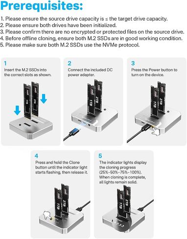 ACASIS 20Gbps M.2 NVMe SSD Cloner & Docking Station, Dual-Bay Duplicator | Offline Cloning • Aluminum Heat Dissipation • Tool-Free Installation • PCIe NVMe M-Key Support • USB Adapter Design in Saudi Arabia