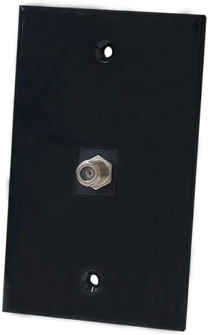 1 Port Coax Cable Wall Plate Glossy Black - Single Gang Coaxial Cable Outlet Cover Plate for Cable TV/Antenna in Saudi Arabia