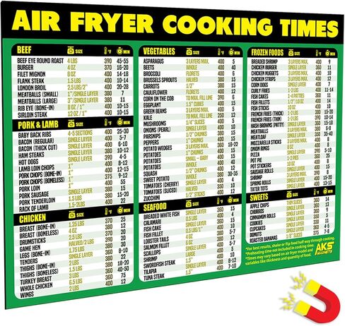 Air Fryer Cooking Times Magnetic Cheat Sheet - Quick Reference Guide 2026 in Saudi Arabia
