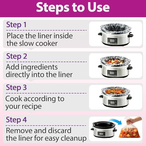 200 Pcs Slow Cooker Liners Compatible with Crock-Pot 7QT, BPA Free | Disposable Pot Liners, Large Size 13"x 21", Durable, Leakproof, Hassle-free Cleanup, Fits Oval & Round Pots in Kuwait