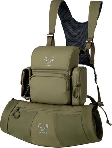 MOXULE Binocular Harness Chest Pack with Rangefinder Pouch & Hand Muff | Modular Design, Silent Magnetic Lid, One-Handed Access, Rain Cover & MOLLE Webbing for Hunting, Hiking & Bird Watching in Saudi Arabia