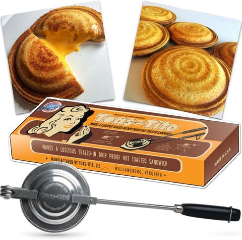 Handheld Sandwich Maker, Classic Sandwich Grill & Panini Press, Cast Aluminum Pie Iron, Retro 1945 Stovetop & Campfire Toaster for Hot Sandwiches, Pies, Paninis, RV & Camping in Kuwait