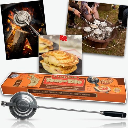 Handheld Sandwich Maker, Classic Sandwich Grill & Panini Press, Cast Aluminum Pie Iron, Retro 1945 Stovetop & Campfire Toaster for Hot Sandwiches, Pies, Paninis, RV & Camping in Kuwait