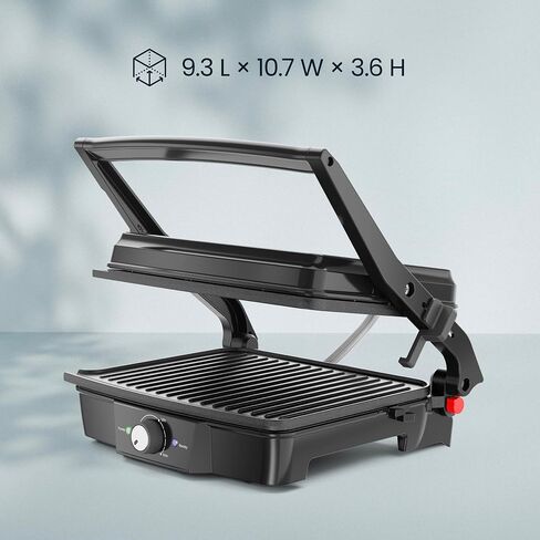 Chefman Panini Press, Indoor Grill and Gourmet Sandwich Maker, Nonstick Plates Open 180 Degrees, Floating Hinge for Thick Bread and Rolls, Stainless-Steel Finish with LED Indicators, 2 Slice - Black in Saudi Arabia