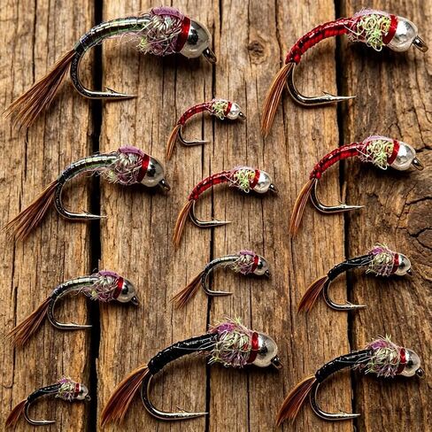 Outdoor Planet 12 Psycho Prince/Anato May/PMX/Parachute Hopper Dry Flies and Nymph Flies for Trout Fly Fishing Flies Lure Assortment in Kuwait