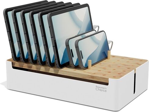 Prosumer's Choice 10 Device Bamboo Cell Phone Charging Stations | Clutter Organizer/Charging Stand for Mobile, iPhone, Laptops & Tablets | Best Mobile Accessories in Saudi Arabia