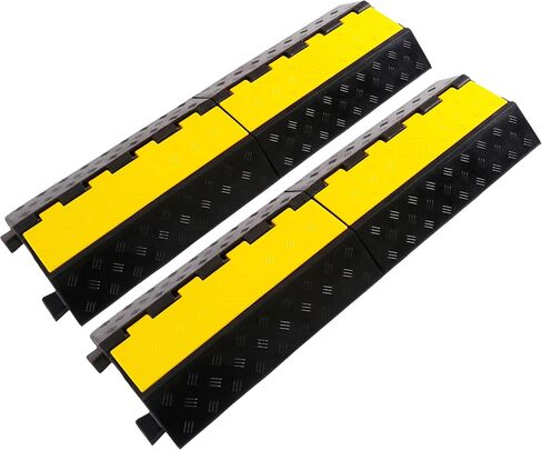 Rubber Cable Ramp Cable Protector Ramps Wire Hose Protective 2 Channel Traffic Rubber Plastic Cord Cover Speed Bump for Asphalt Concrete Gravel Driveway Outdoor, 1 Pack in Saudi Arabia