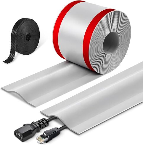LSGCQ Floor Cord Cover Self-Adhesive Cord Hider Floor Cable Cover | Cord Covers for Wires on Floor Extension Wire Protector for Preventing Cable Trips, Gray, 2.17 In X 3.3 Ft in Saudi Arabia