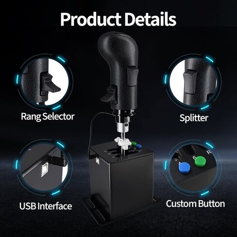 ZLiT PC USB Racing Game Truck Simulator Gear Shifter+Gearshift Knob for Logitech G923 G29 G27 G25 G92 for Tumaster Steering Wheel (Black) in Saudi Arabia