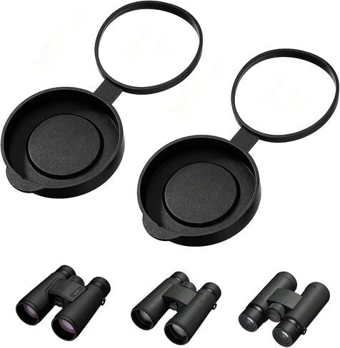 Binocular Lens Caps Set Compatible with Nikon 8x42 10x42, 42mm Rubber Lens Covers for 51–52mm Inner Diameter, Protective Objective & Eyepiece Cover, Black in Saudi Arabia