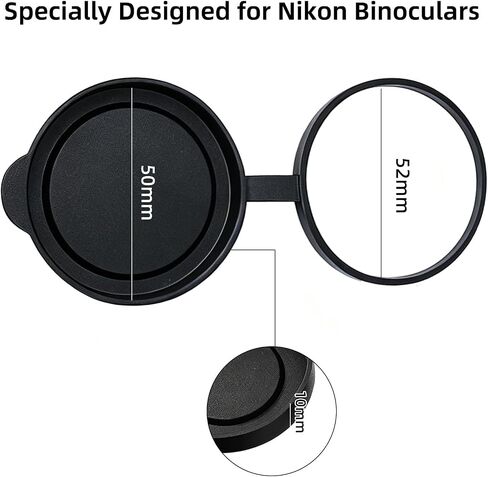 Binocular Lens Caps Set Compatible with Nikon 8x42 10x42, 42mm Rubber Lens Covers for 51–52mm Inner Diameter, Protective Objective & Eyepiece Cover, Black in Saudi Arabia