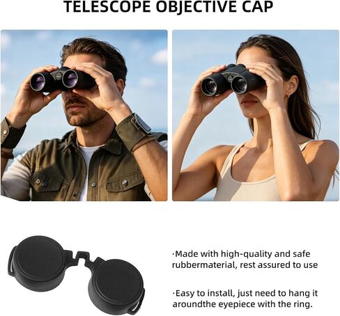 Binocular Lens Caps Set Compatible with Nikon 8x42 10x42, 42mm Rubber Lens Covers for 51–52mm Inner Diameter, Protective Objective & Eyepiece Cover, Black in Saudi Arabia