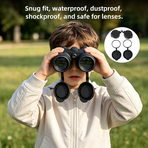 Binocular Lens Caps Set Compatible with Nikon 8x42 10x42, 42mm Rubber Lens Covers for 51–52mm Inner Diameter, Protective Objective & Eyepiece Cover, Black in Saudi Arabia