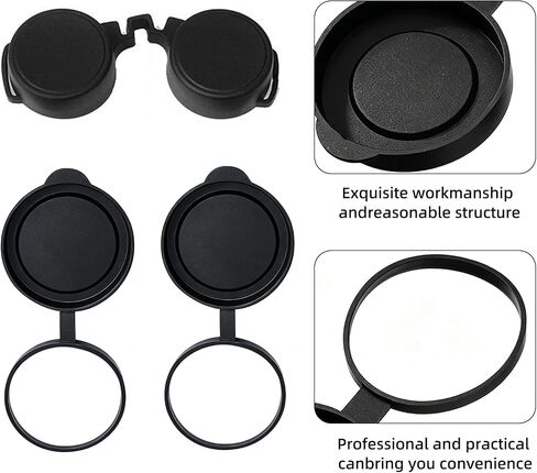 Binocular Lens Caps Set Compatible with Nikon 8x42 10x42, 42mm Rubber Lens Covers for 51–52mm Inner Diameter, Protective Objective & Eyepiece Cover, Black in Saudi Arabia