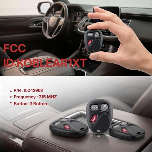 Key Fob Remote for 1998-2002 Chevrolet Silverado Suburban Tahoe GMC Sierra | Yukon Sonoma Cadillac Escalade Keyless Entry Remote KOBLEAR1XT 3 Buttons (Pack of 2) in Kuwait