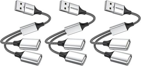 MOGOOD USB Splitter 1 in 2 Out، USB A Splitter Dual USB Printer Splitter | كابل USB Y محول منفذ USB مزدوج للشحن والطاقة والبيانات، 2 منفذ HUB للسيارة والكمبيوتر المحمول والكمبيوتر الشخصي والتلفزيون الذكي ولوحة المفاتيح والماوس in Kuwait