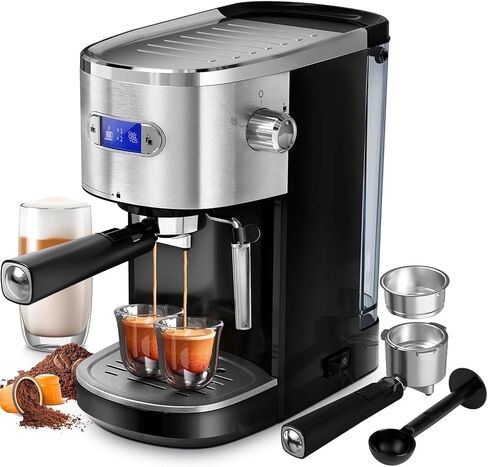COWSAR Commercial-Grade Espresso Machine, 20Bar High Pressure Compact Coffee Maker with Milk Frother Steam Wand. Equipped with 45oz Detachable Water Tank, Ideal for Brewing Cappuccino in Saudi Arabia