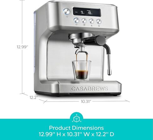 CASABREWS Ultra Pro 20 Bar Espresso Machine with Fast Heating System | Ready in 3 Seconds, LCD Display, Custom Brew Temp, 20-Bar Italian Pump, 3 Holes Steam Wand, Latte & Cappuccino Machine in Saudi Arabia