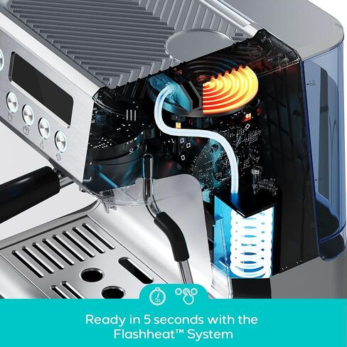 CASABREWS Ultra Pro 20 Bar Espresso Machine with Fast Heating System | Ready in 3 Seconds, LCD Display, Custom Brew Temp, 20-Bar Italian Pump, 3 Holes Steam Wand, Latte & Cappuccino Machine in Saudi Arabia