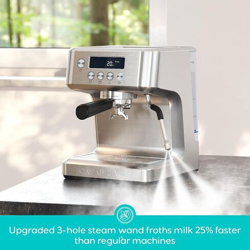 CASABREWS Ultra Pro 20 Bar Espresso Machine with Fast Heating System | Ready in 3 Seconds, LCD Display, Custom Brew Temp, 20-Bar Italian Pump, 3 Holes Steam Wand, Latte & Cappuccino Machine in Saudi Arabia