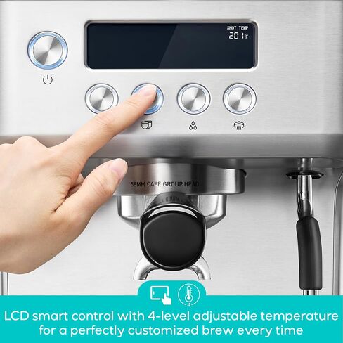 CASABREWS Ultra Pro 20 Bar Espresso Machine with Fast Heating System | Ready in 3 Seconds, LCD Display, Custom Brew Temp, 20-Bar Italian Pump, 3 Holes Steam Wand, Latte & Cappuccino Machine in Saudi Arabia