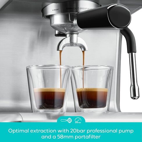 CASABREWS Ultra Pro 20 Bar Espresso Machine with Fast Heating System | Ready in 3 Seconds, LCD Display, Custom Brew Temp, 20-Bar Italian Pump, 3 Holes Steam Wand, Latte & Cappuccino Machine in Saudi Arabia