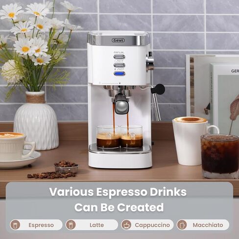 Gevi 20 Bar Compact Espresso Machine with Milk Frother for Latte&Cappuccino | Budget under$150; Removable Water Tank; Produce Good Crema; Include Necessary Accessories; Can Make Americanos; Easy to Clean in Saudi Arabia