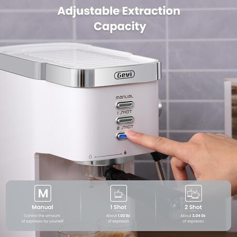 Gevi 20 Bar Compact Espresso Machine with Milk Frother for Latte&Cappuccino | Budget under$150; Removable Water Tank; Produce Good Crema; Include Necessary Accessories; Can Make Americanos; Easy to Clean in Saudi Arabia