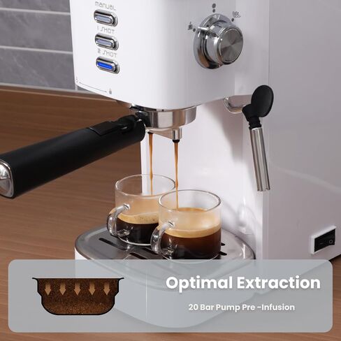 Gevi 20 Bar Compact Espresso Machine with Milk Frother for Latte&Cappuccino | Budget under$150; Removable Water Tank; Produce Good Crema; Include Necessary Accessories; Can Make Americanos; Easy to Clean in Saudi Arabia