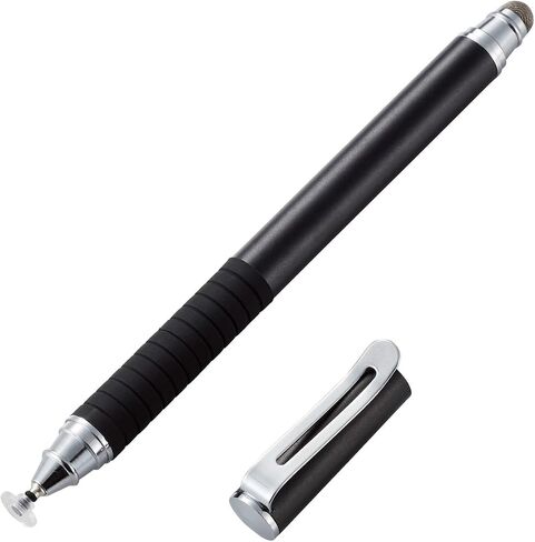 ELECOM-Japan Brand- 2WAY Stylus Pen Touch Pen with Reaplacable Tip/Disk Tip & Mesh Fiber Tip/Presision Black PWTP2WY01BK in Kuwait
