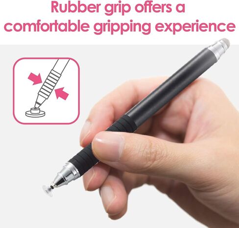 ELECOM-Japan Brand- 2WAY Stylus Pen Touch Pen with Reaplacable Tip/Disk Tip & Mesh Fiber Tip/Presision Black PWTP2WY01BK in Kuwait