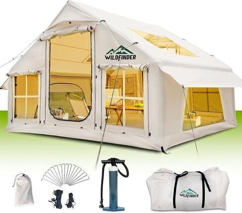WildFinder Inflatable Tent with Skylight & Stove Jack, Blow Up Tents | Inflatable Tents for Camping, Hot Tent with Stove Jack, Waterproof Air Tent with Pump, Glamping Tent in Saudi Arabia