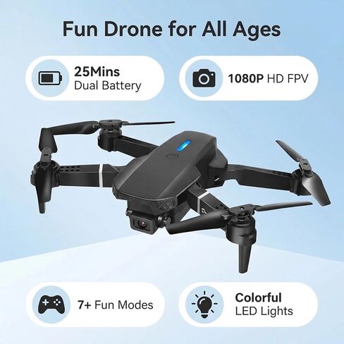 Drone with Camera 1080P HD,FPV Foldable Mini Drone for Adults （Black） | Drone with Camera 1080P HD,FPV Foldable Mini Drone for Adults in Saudi Arabia