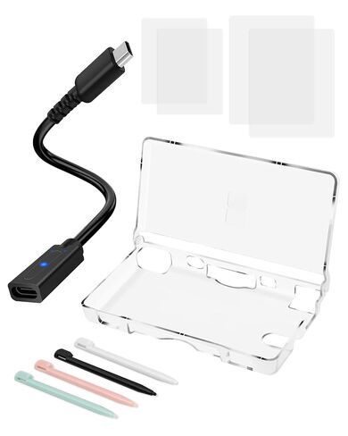 DS Lite Charger and Case Bundle, USB C to DS Lite Charging Adapter, Clear Crystal Case, 2 Sets of Screen Protectors, 4 Stylus Pens for Nintendo DS Lite NDSL in Kuwait