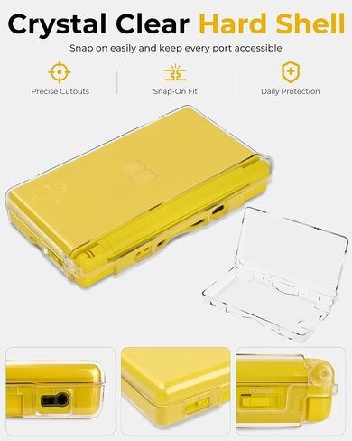 DS Lite Charger and Case Bundle, USB C to DS Lite Charging Adapter, Clear Crystal Case, 2 Sets of Screen Protectors, 4 Stylus Pens for Nintendo DS Lite NDSL in Kuwait