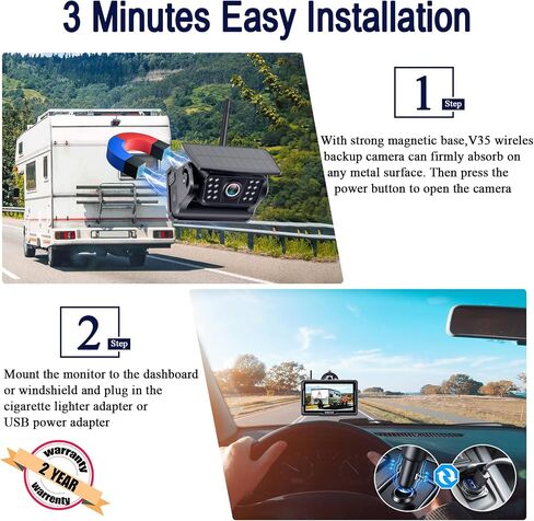 Wireless Backup Camera Solar Magnetic: Portable Cordless Scratch-Proof Truck Trailer Hitch Rear View Camera HD 1080P No Wiring No Drilling Rechargeable 5'' Monitor Kit for Car RV Camper - DoHonest R50 | HD 1080P No Wiring No Drilling Rechargeable 5'' Moni in Saudi Arabia
