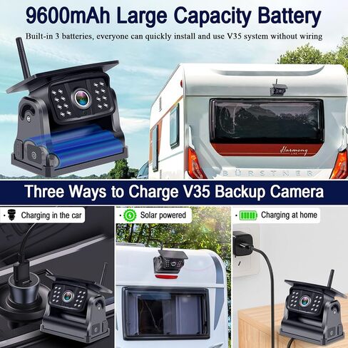 Wireless Backup Camera Solar Magnetic: Portable Cordless Scratch-Proof Truck Trailer Hitch Rear View Camera HD 1080P No Wiring No Drilling Rechargeable 5'' Monitor Kit for Car RV Camper - DoHonest R50 | HD 1080P No Wiring No Drilling Rechargeable 5'' Moni in Saudi Arabia