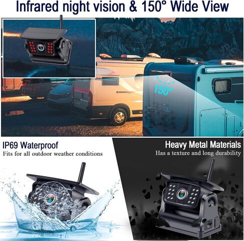 Wireless Backup Camera Solar Magnetic: Portable Cordless Scratch-Proof Truck Trailer Hitch Rear View Camera HD 1080P No Wiring No Drilling Rechargeable 5'' Monitor Kit for Car RV Camper - DoHonest R50 | HD 1080P No Wiring No Drilling Rechargeable 5'' Moni in Saudi Arabia