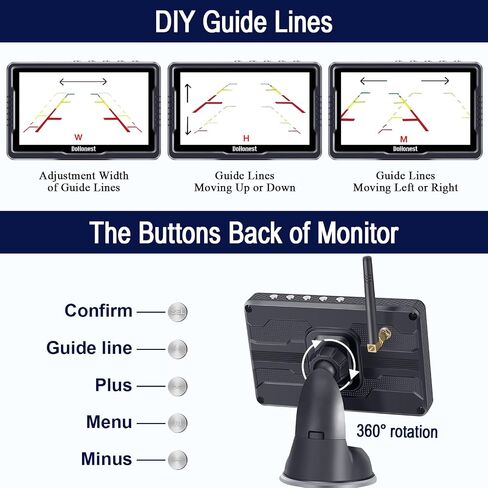 Wireless Backup Camera Solar Magnetic: Portable Cordless Scratch-Proof Truck Trailer Hitch Rear View Camera HD 1080P No Wiring No Drilling Rechargeable 5'' Monitor Kit for Car RV Camper - DoHonest R50 | HD 1080P No Wiring No Drilling Rechargeable 5'' Moni in Saudi Arabia