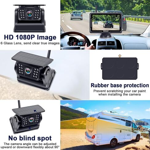 Wireless Backup Camera Solar Magnetic: Portable Cordless Scratch-Proof Truck Trailer Hitch Rear View Camera HD 1080P No Wiring No Drilling Rechargeable 5'' Monitor Kit for Car RV Camper - DoHonest R50 | HD 1080P No Wiring No Drilling Rechargeable 5'' Moni in Saudi Arabia