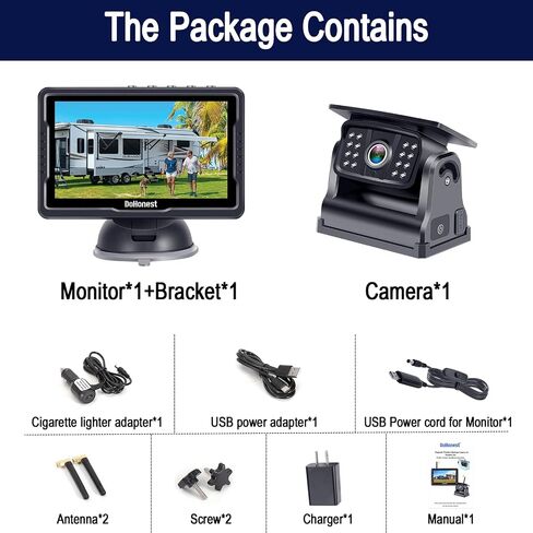 Wireless Backup Camera Solar Magnetic: Portable Cordless Scratch-Proof Truck Trailer Hitch Rear View Camera HD 1080P No Wiring No Drilling Rechargeable 5'' Monitor Kit for Car RV Camper - DoHonest R50 | HD 1080P No Wiring No Drilling Rechargeable 5'' Moni in Saudi Arabia