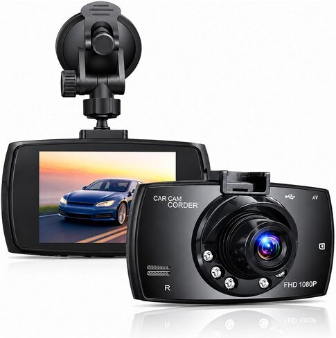 2.4-inch 1080p High-Definition Dash cam for Cars with Super Night Vision, 24-Hour Video Recording, 120° Large Wide-Angle, G-Sensor Parking Monitoring Loop Video Motion Detection in Saudi Arabia