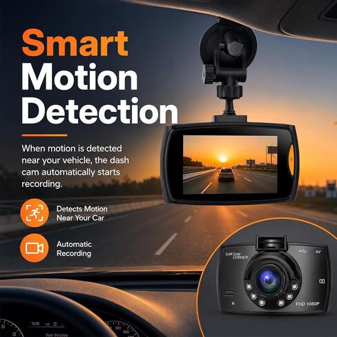 2.4-inch 1080p High-Definition Dash cam for Cars with Super Night Vision, 24-Hour Video Recording, 120° Large Wide-Angle, G-Sensor Parking Monitoring Loop Video Motion Detection in Saudi Arabia