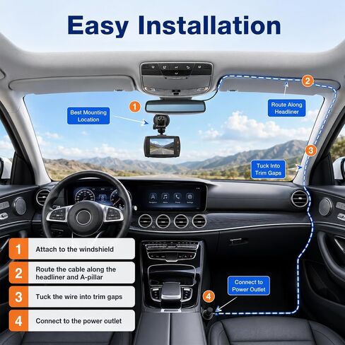 2.4-inch 1080p High-Definition Dash cam for Cars with Super Night Vision, 24-Hour Video Recording, 120° Large Wide-Angle, G-Sensor Parking Monitoring Loop Video Motion Detection in Saudi Arabia