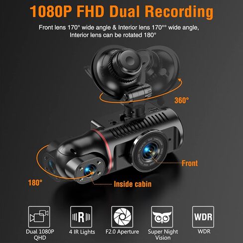 Dual Dash Cam Front and Inside with 64GB Card in Saudi Arabia
