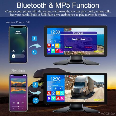 4K RV Backup Camera System 10.36" Quad Split Touch Screen Monitor with 4 1080P Rear Side View Camera, DVR Recording Bluetooth MP3 MP5 IP69 Waterproof Night Vision for RV Truck Trailer Tractor in Kuwait