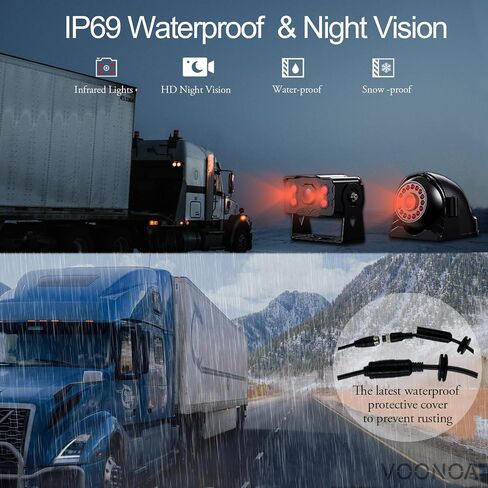4K RV Backup Camera System 10.36" Quad Split Touch Screen Monitor with 4 1080P Rear Side View Camera, DVR Recording Bluetooth MP3 MP5 IP69 Waterproof Night Vision for RV Truck Trailer Tractor in Kuwait