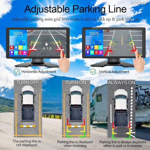 4K RV Backup Camera System 10.36" Quad Split Touch Screen Monitor with 4 1080P Rear Side View Camera, DVR Recording Bluetooth MP3 MP5 IP69 Waterproof Night Vision for RV Truck Trailer Tractor in Kuwait