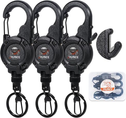 Retractable Fishing Zinger with Carabiner, Heavy Duty Fly Fishing Line Nipper Tether Tool Lanyard with Split Ring for Vest Tackle Bag (Black, 3pcs) in Saudi Arabia