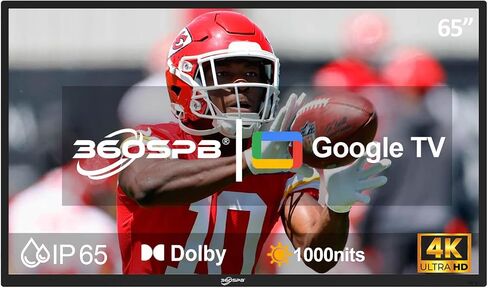 55" Outdoor TV, 4K UHD Google TV, 1000nits High Brightness Smart TVs | IP65 Weatherproof TVs, Outside TV with Voice Assistant Remote, Compatible with Dolby, Outdoor Tvs for Patios, Sports in Kuwait